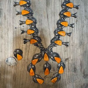 Sterling Squash Blossom Spiny Begay naja necklace